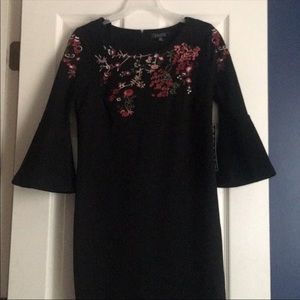Floral Embroidered Black Dress